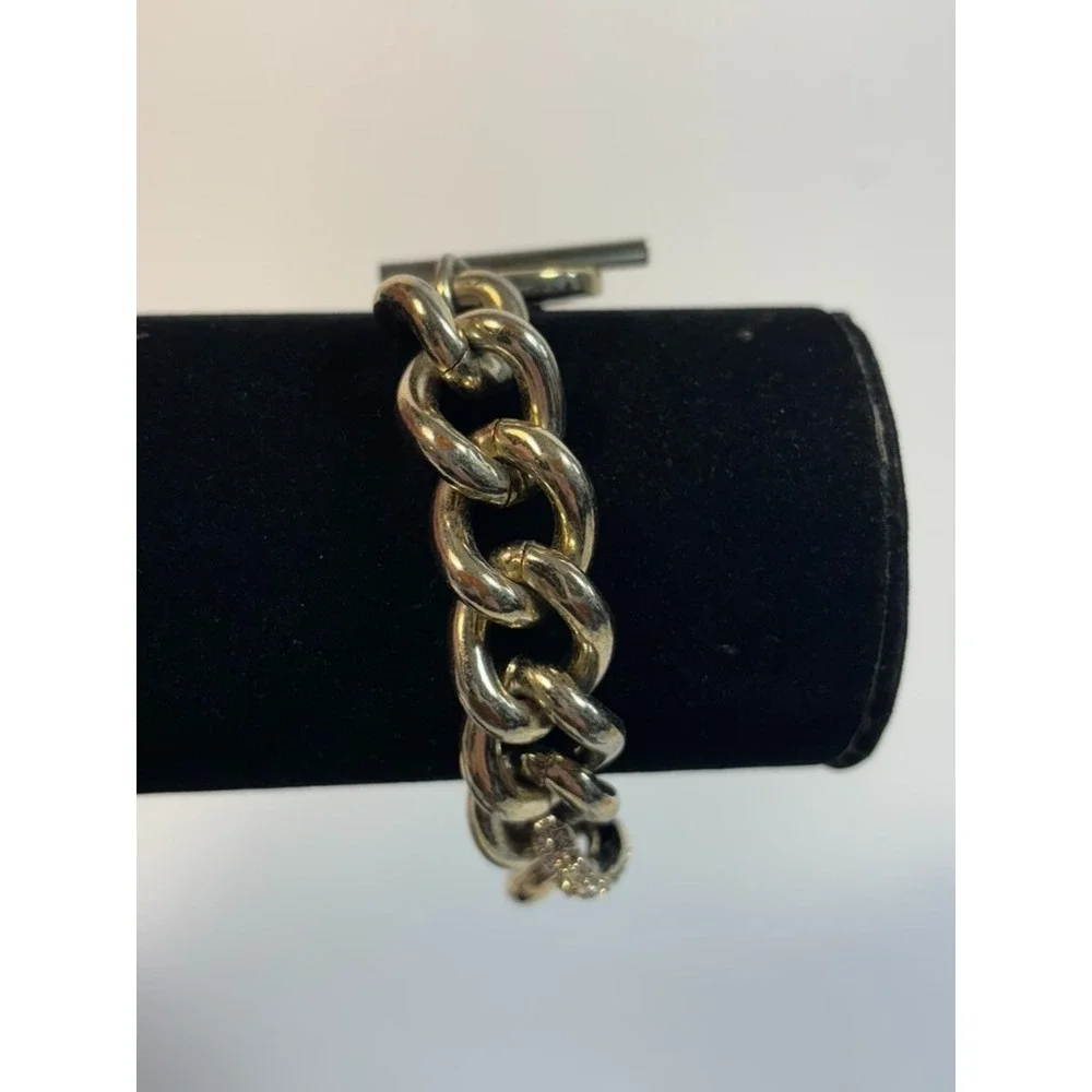 Chain‎ Bracelet in Gold Tone with Rhinestone Detail Chunky Retro Maximalist